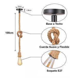 Lampara Colgante Cuerda Rustica yute - Imagen 4
