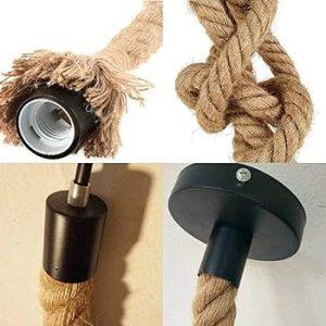 Lampara Colgante Cuerda Rustica yute - Imagen 2