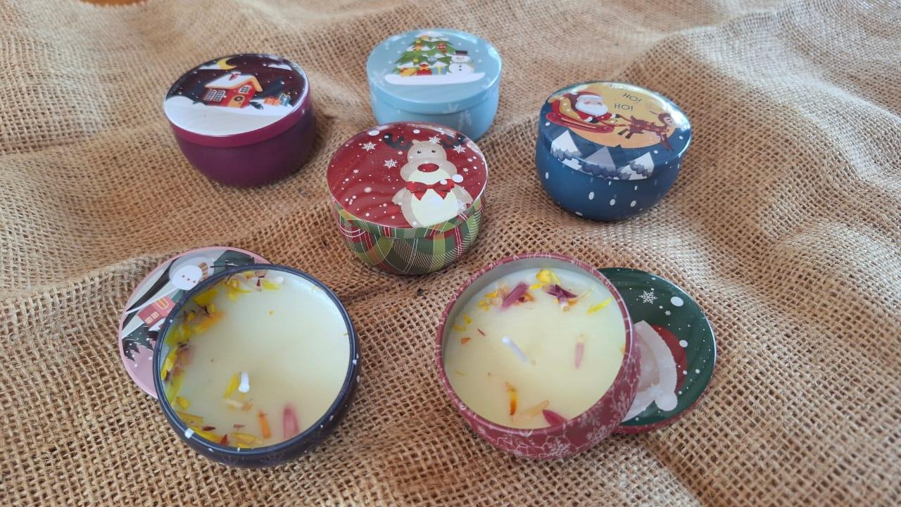 Velas en lata Navideñas. - Imagen 2