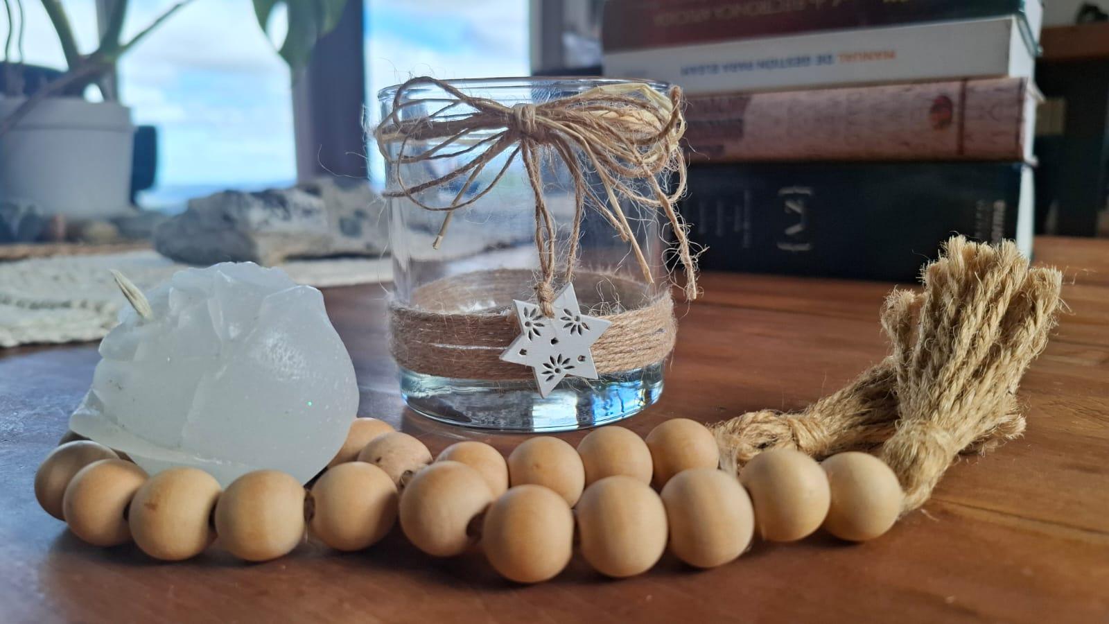 Portavelas vidrio yute. - Imagen 3