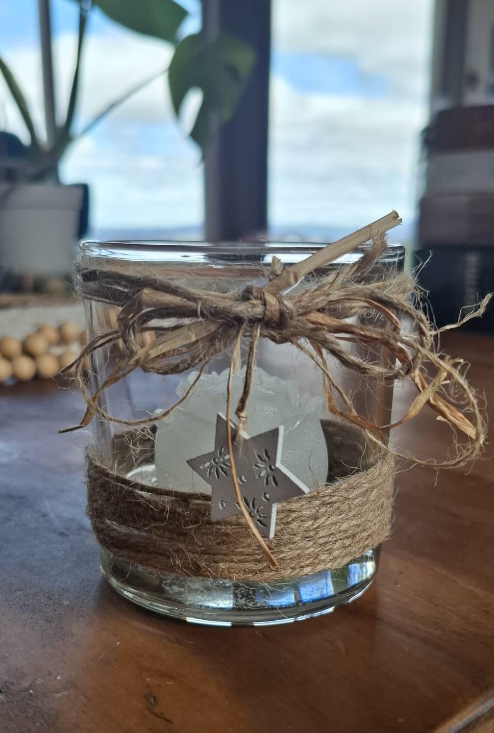 Portavelas vidrio yute. - Imagen 2