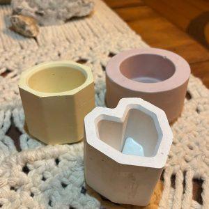 Set de 3 Mini Maceteros Geométricos de Yeso Pigmentado
