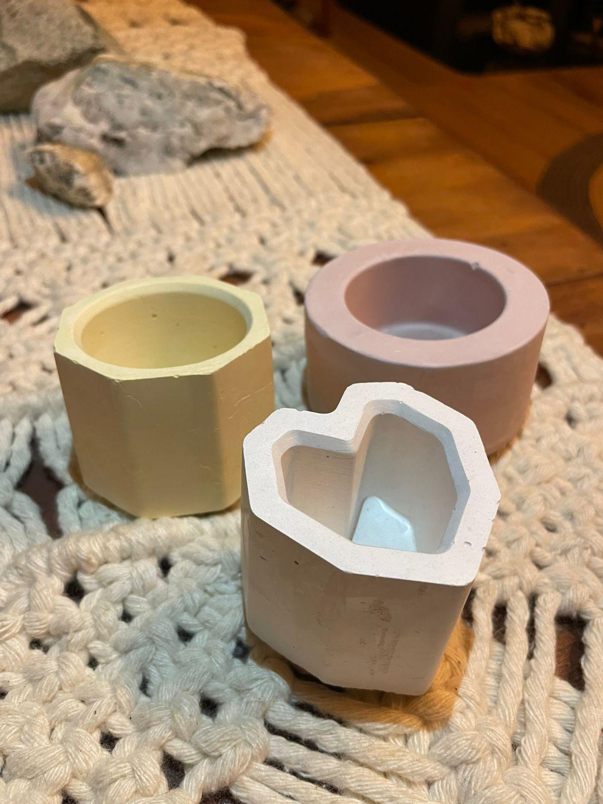 Set de 3 Mini Maceteros Geométricos de Yeso Pigmentado