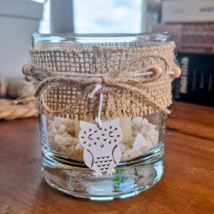 Portavelas vidrio Búho Cuarzo