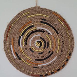 Mural Circular de Yute - Técnica Embarrilado